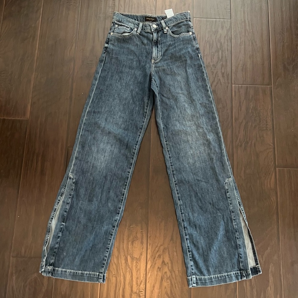 Banana Republic High Rise Dark Wash Wide Leg Jeans with Split Hem